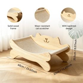 Cat Scratcher Bed for Indoor Cats Kitten Bed Cat Hammock with Solid Wood Frame Wear Resistant Sisal Backrest Design Cats Scratcher Lounge, Wooden (Option: default title)